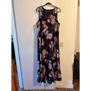 Torrid Floral Maxi Dress Black Pink Purple Sleeveless Women's Size 18